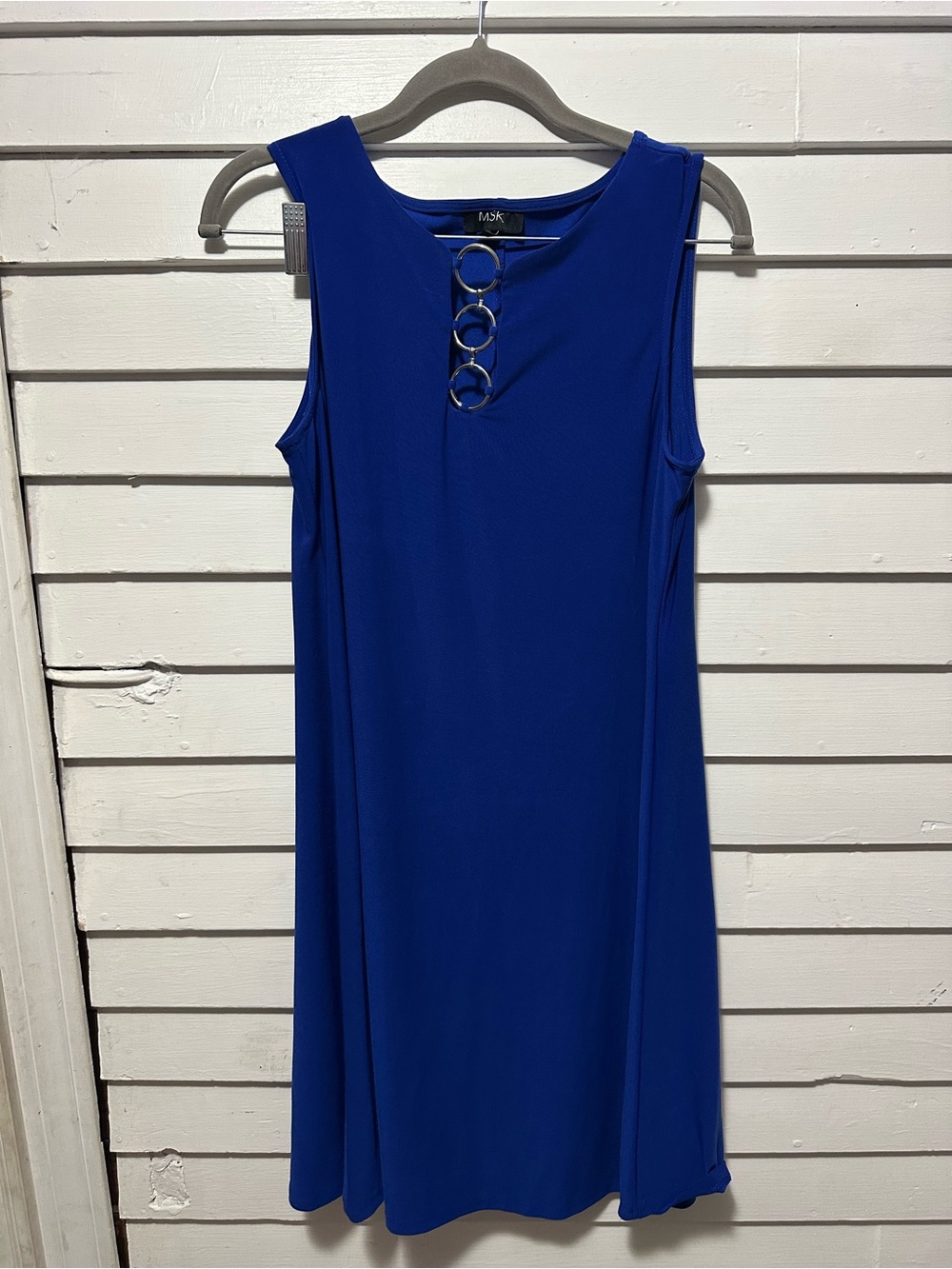 MSK Royal Blue Sleeveless Ring-Trim A-Line Dress size s